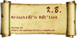 Krisztián Bálint névjegykártya